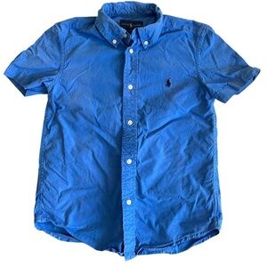 Ralph Lauren Boys Button-Down Shirt Blue Size 7‎ Short Sleeve